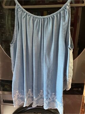 Karen Kane Light Blue Embroidered Sleeveless Camisole